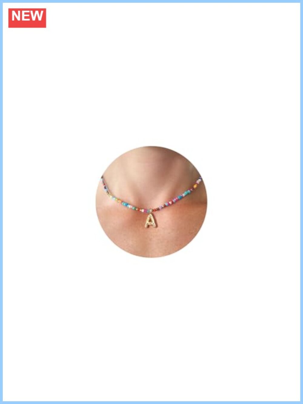 Colorful Initial Necklace, Handmade Beaded Bubble Letter A-Z for Women Girls